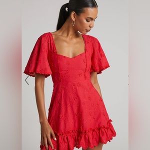 SHOWPO FANCY A SPRITZ MINI DRESS - SQUARE NECK DRESS IN RED
